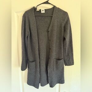 Classic Long Gray Women's Cardigan Sweater 100% Wool